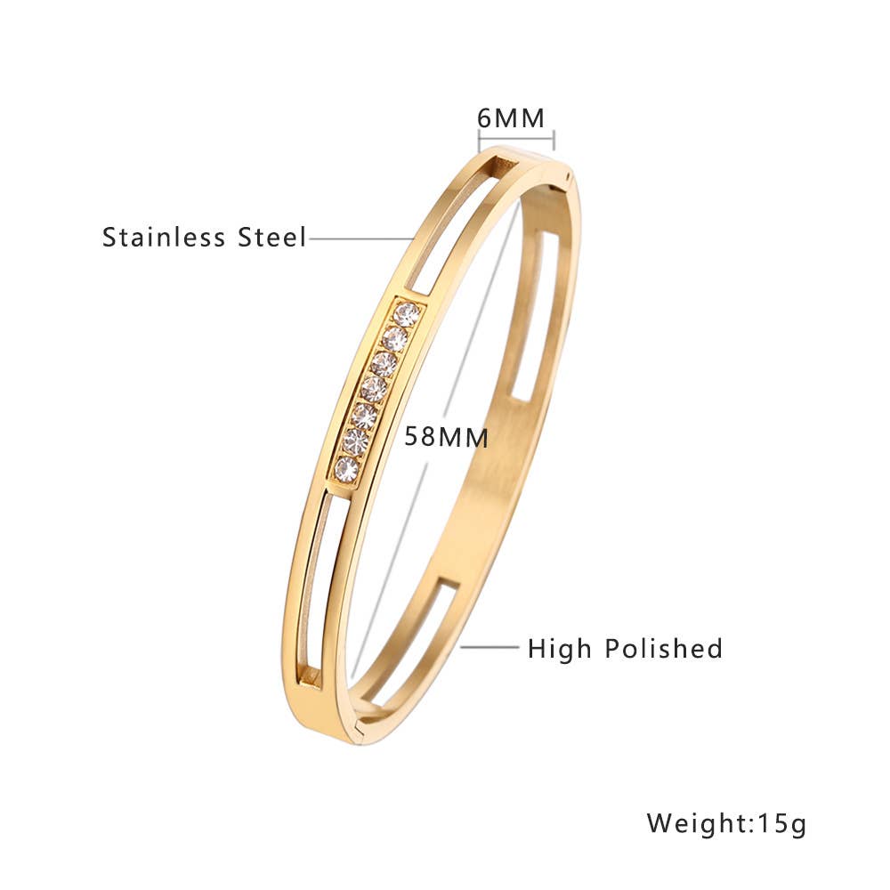 Mio Queena – Großhandel Manschettenarmband – Mehrere Stilvarianten 18K vergoldete Edelstahl-Armreifen - FGS42