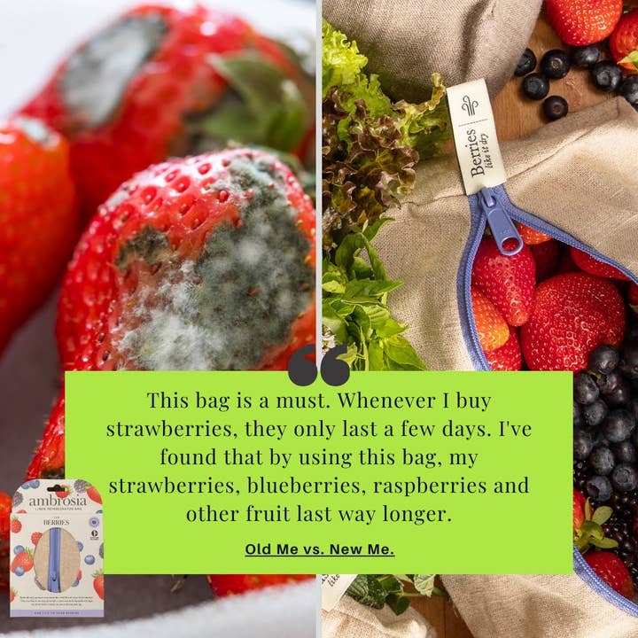 Ambrosia Bag - Wholesale Food Storage Wrap/Bag - Reusable Produce Bags Set of 4 | Fridge Storage |Best Seller10