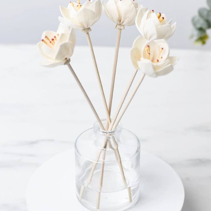 Custom Label Home Reed Diffuser | Luxe Gold Clear Glass 5 oz for wholesale by Perla López Baray