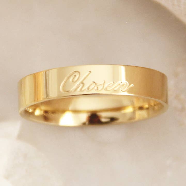 LoveStory Collection - Wholesale Band/Stacked Ring - Chosen 4mm Band Ring, Ephesians 1:4-5, Christian Jewelry0