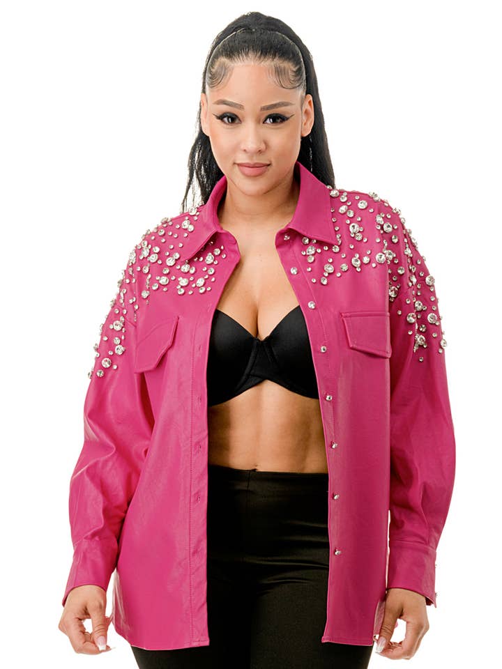 SALT PU-jackor med rhinestones på axlarna (3 färger) NJ7205 för wholesale av SALT