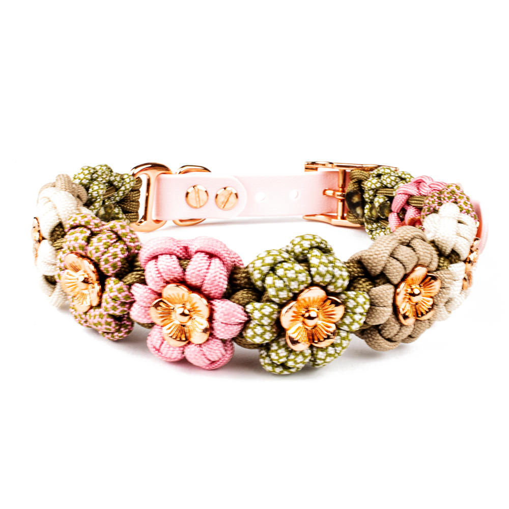 Tierluxe - Wholesale Pet Collar - Dog - Dog Collar Animal Luxury Flowers Paracord6