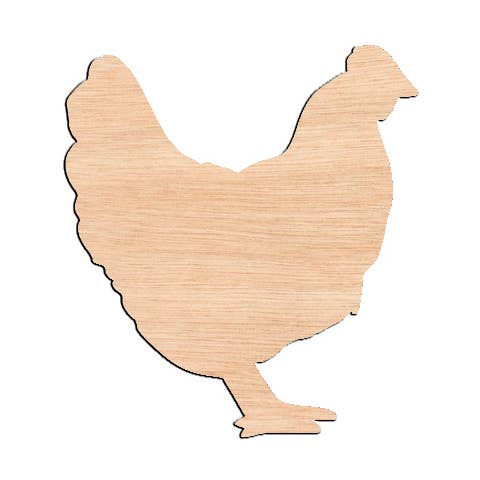 Chicken - Raw Wood Cutout for wholesale by Ortmann Woodcraft