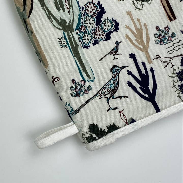 Cher the Fire - Wholesale Oven Mitt/Pot Holder - Cotton Oven Mitt - Southwest Roadrunner Saguaros -Cool SW1