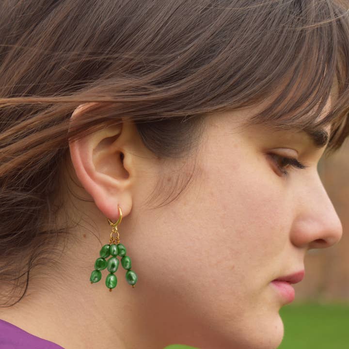 Ifemi Jewels - Wholesale Dangle Earrings - Dark Green freshwater pearl earrings | by Ifemi Jewels