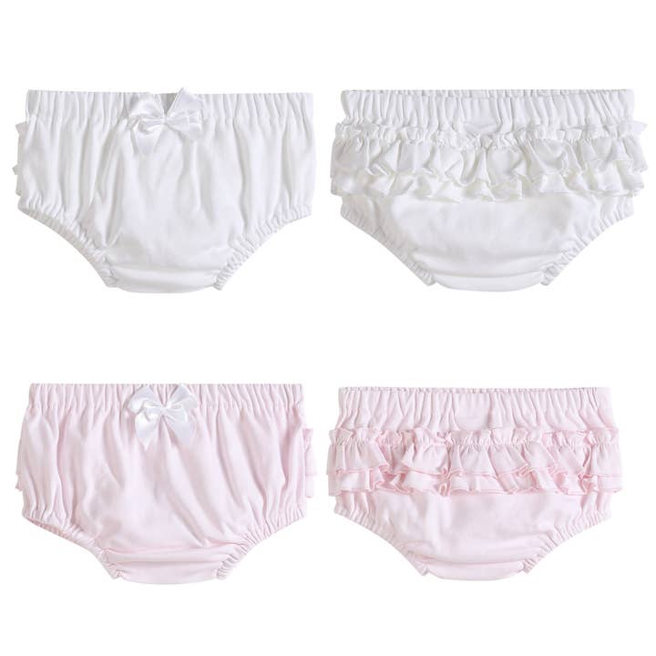 Lil Cactus - Wholesale Underwear/Diaper Cover - Baby - White and Pink Baby Bloomers Knit 2pc Set