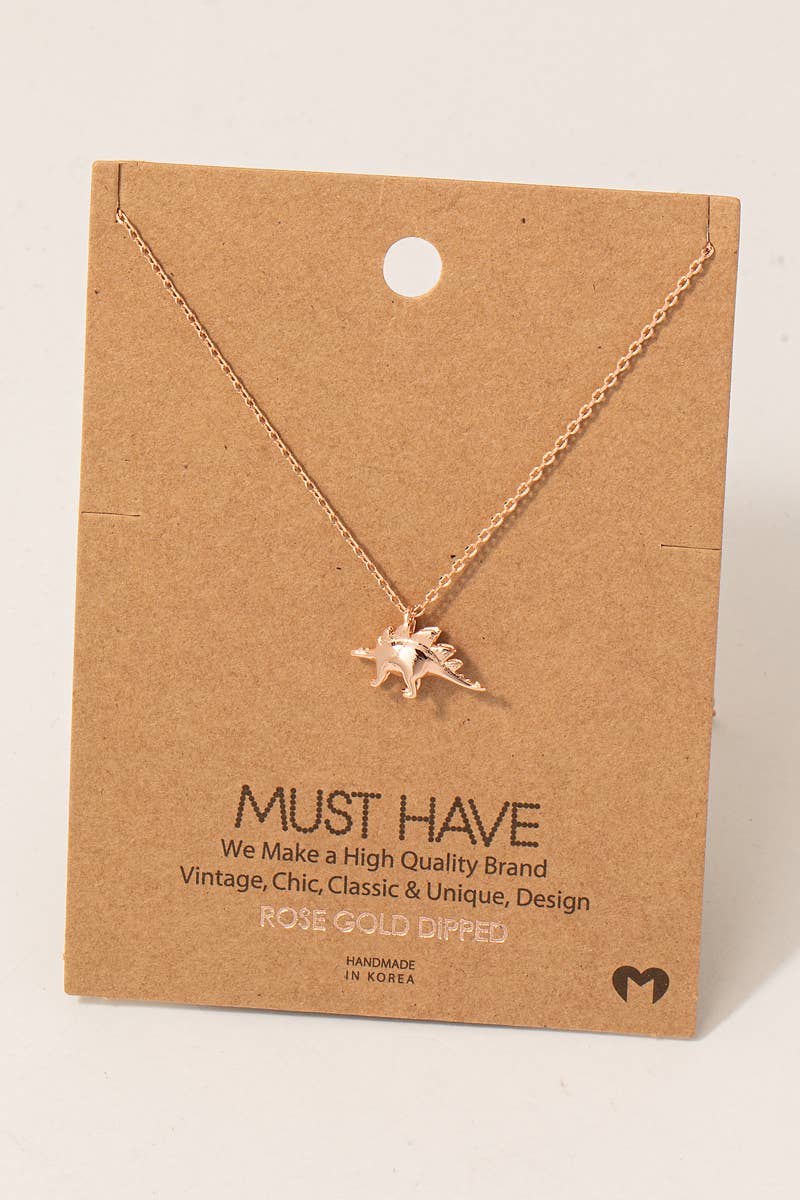 Fame Accessories - Wholesale Pendant/Charm Necklace - Gold Dipped Stegosaurus Dinosaur Pendant Necklace2
