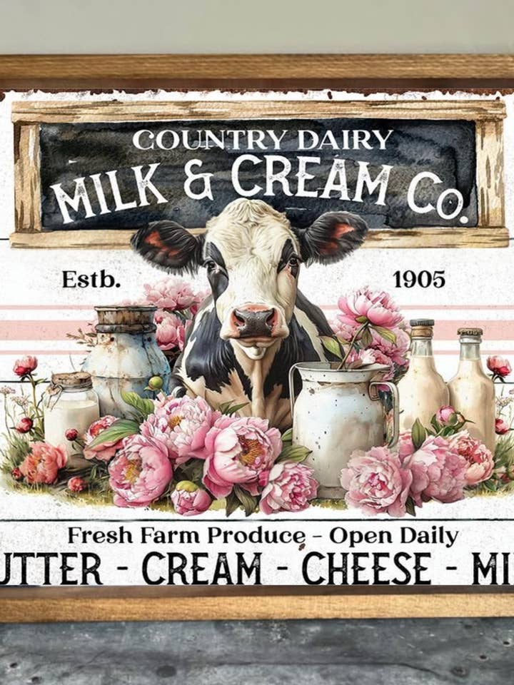 Milk & Cream Co. Farmhouse Sign for wholesale by Stir Crazy Signs