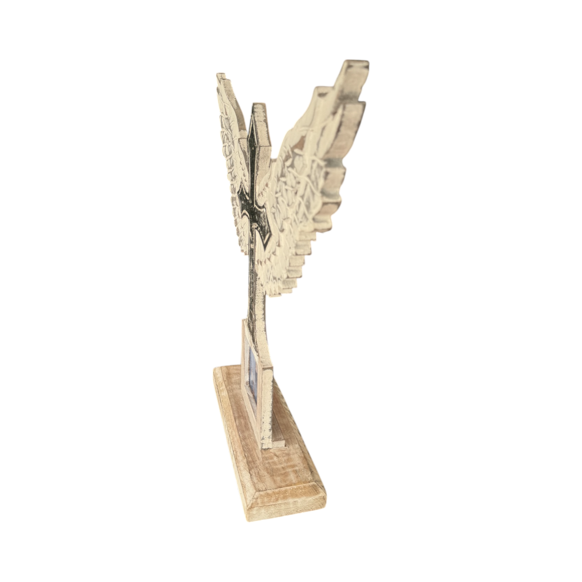 Wilco Home - Wholesale Wall Cross - Carved Wood Memorial Cross with Angel Wings and Photo Frame11