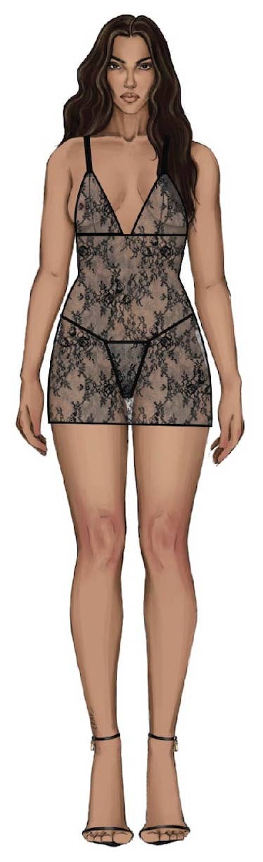 House of Desire - Wholesale Lingerie Set - Women's - KIKI LACE STRAPPY & BACKLESS CHEMISE & G-STRING SET17