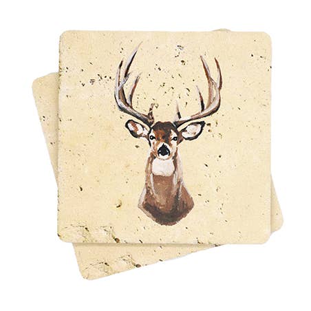 Mads Studio & Co. - Wholesale Coasters - Whitetail Deer Travertine Coaster