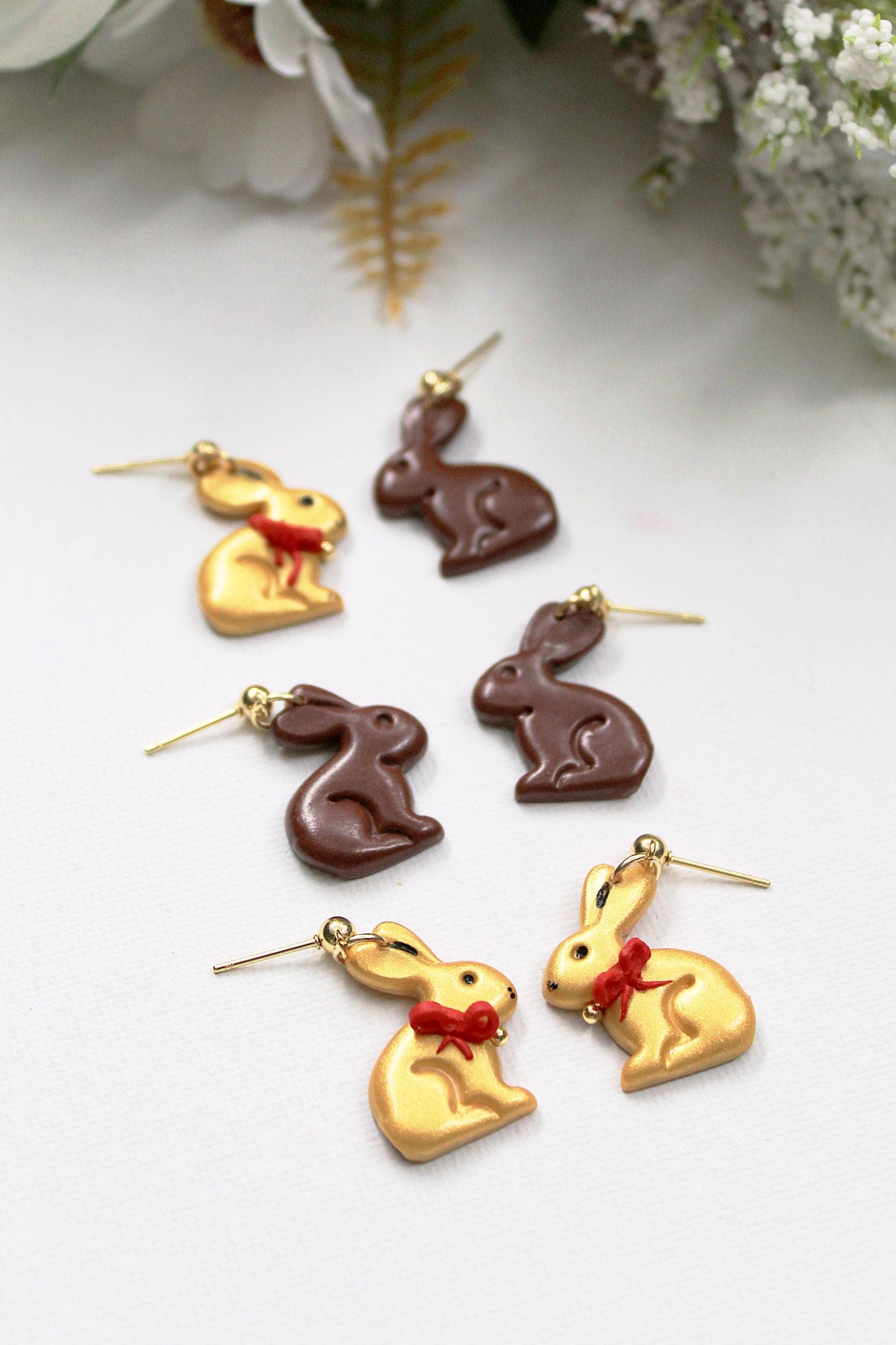 Studio Niani - Wholesale Dangle Earrings - Chocolate Bunny Earrings, Easter Earrings, Gold & Brown5