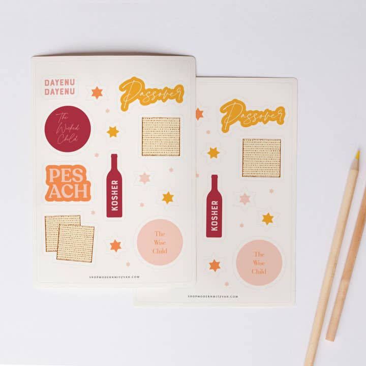 Passover Stickers - Set of 2 Sticker Sheets for wholesale by Modern Mitzvah