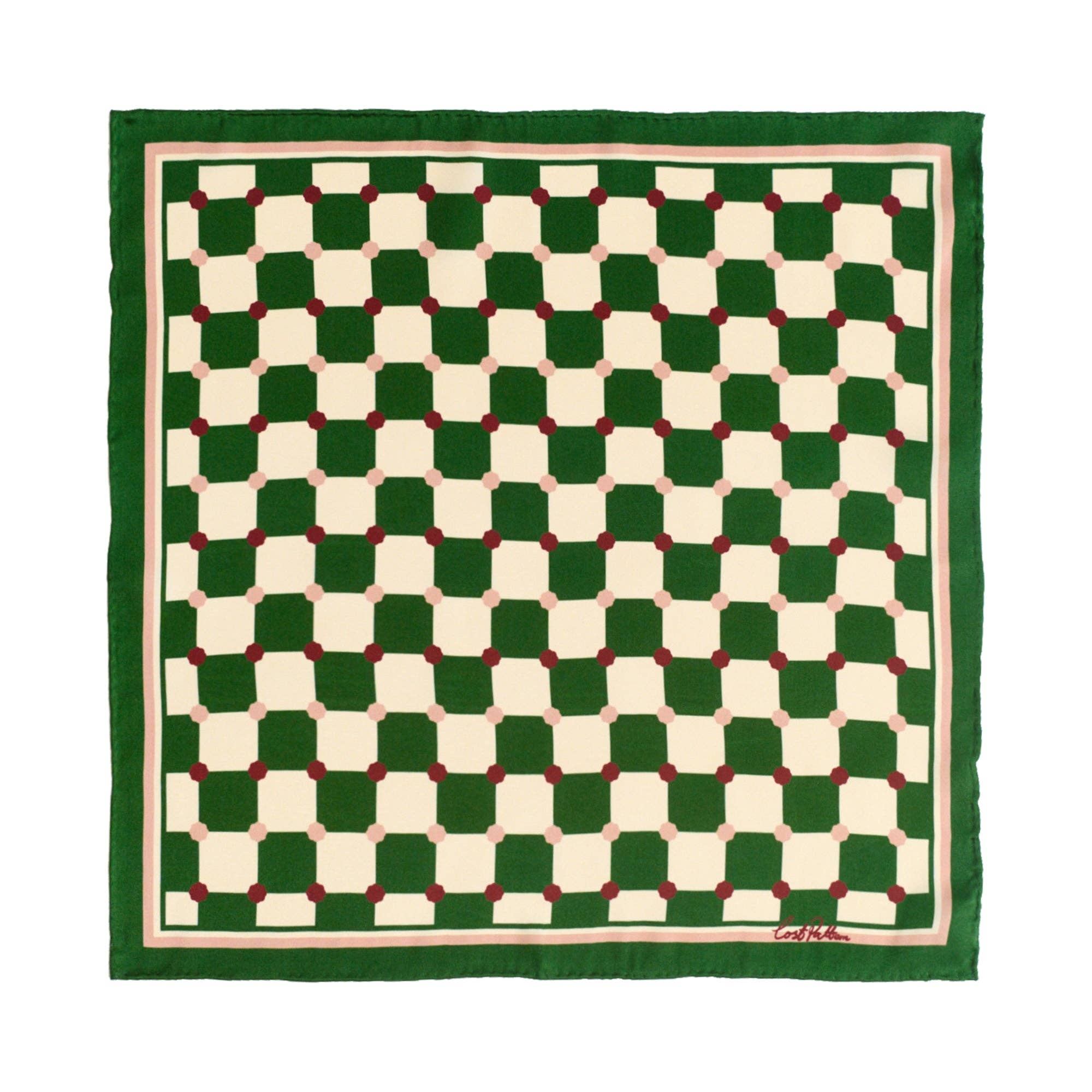 Verde Fazzoletto da taschino in seta «Checkerboard» - Verde in vendita all'ingrosso su Faire