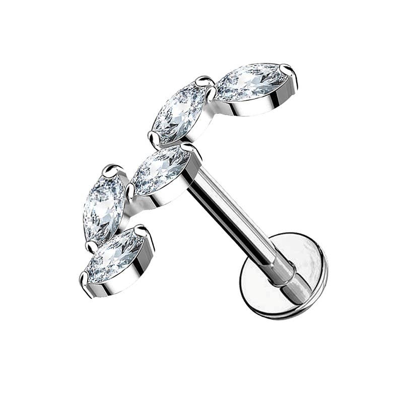 AMORINO SRL - Vendita all'ingrosso Piercing ad anello per labbra - PIERCING LABRET CON 5 FOGLIE IN ZIRCONIA - JQ800L1191
