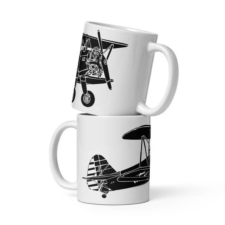 Tasse à café avec avion biplan Stearman vintage pour la vente par Bellavance Ink