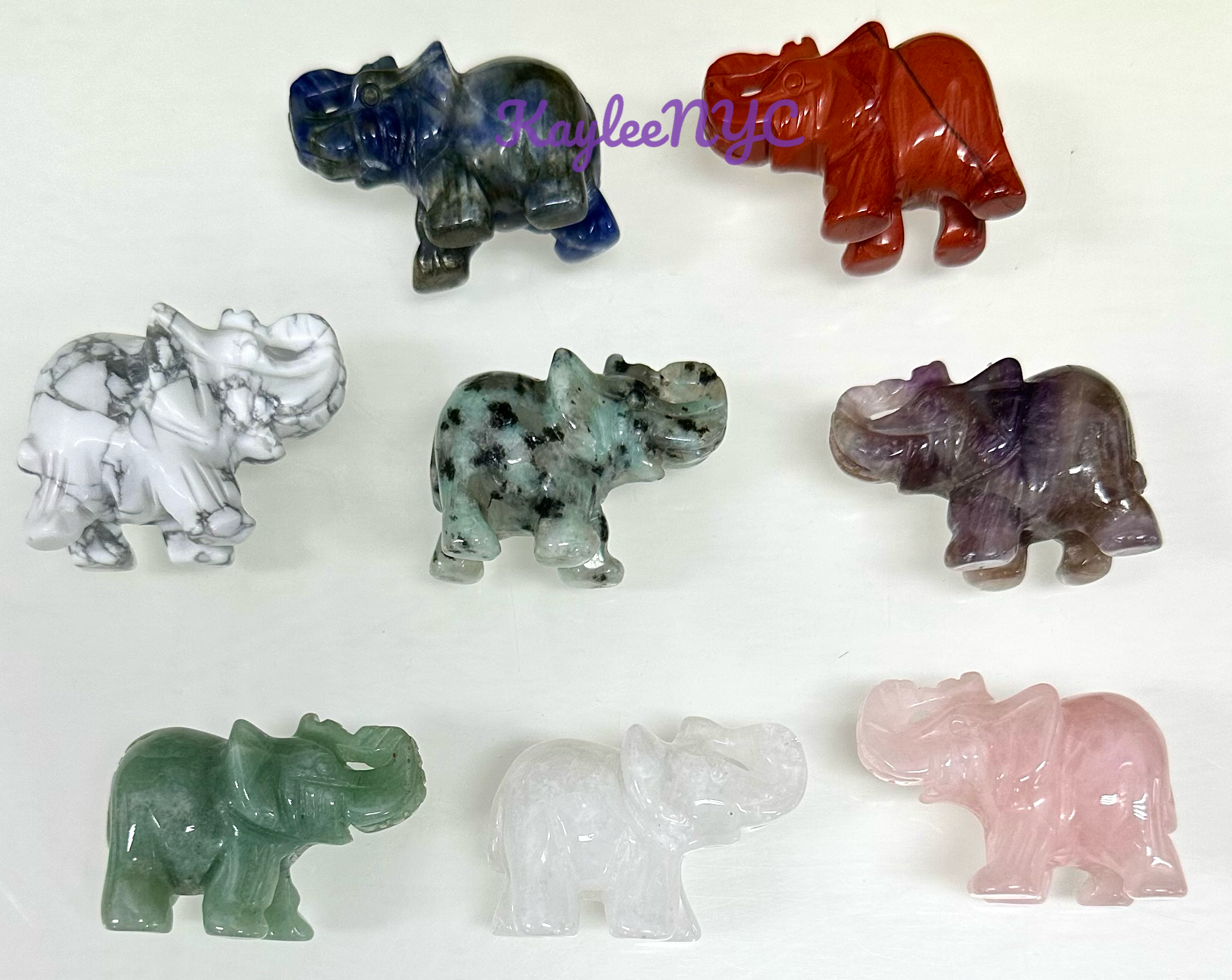 KayleeNYC - Wholesale Spiritual Stone/Crystal - 1.5” Natural mix Crystal Elephants Healing Energy1
