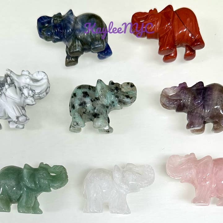 KayleeNYC - Wholesale Spiritual Stone/Crystal - 1.5” Natural mix Crystal Elephants Healing Energy1