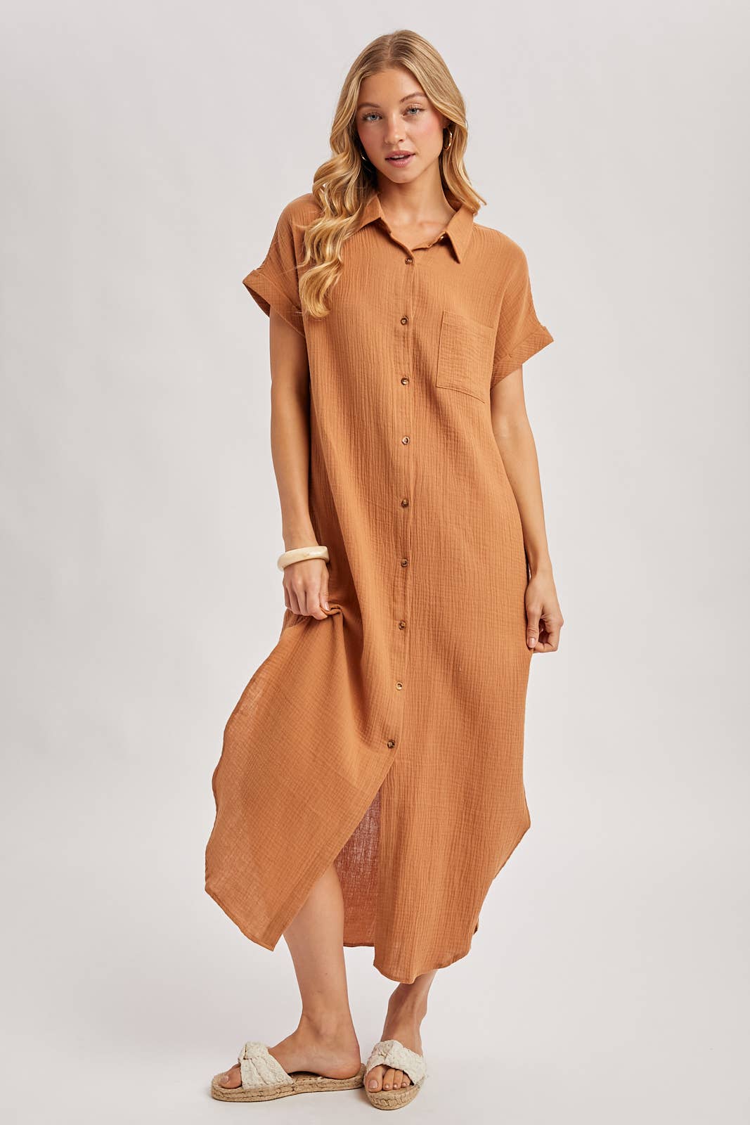 Bluivy - Wholesale Dress - Women's - BUTTON UP MAXI SHIRT DRESS WITH POCKET51