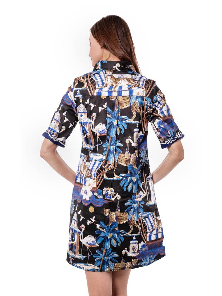 Dizzy-Lizzie - Wholesale Dress - Women's - Chatham Dress Navy Pavilion Print2