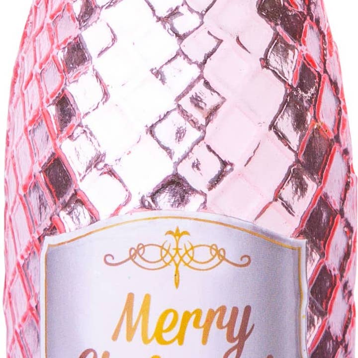 Silver Tree Home & Holiday - Wholesale Ornament - A45243: Blown glass pink prosecco bottle orn,6in0