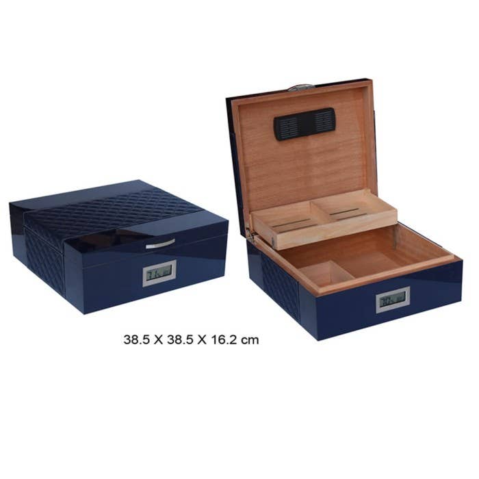 NICOTEAM EE - Wholesale Humidor/Cigar Accessory - Blue CIG Humidor Glossy finish 75-100ct0