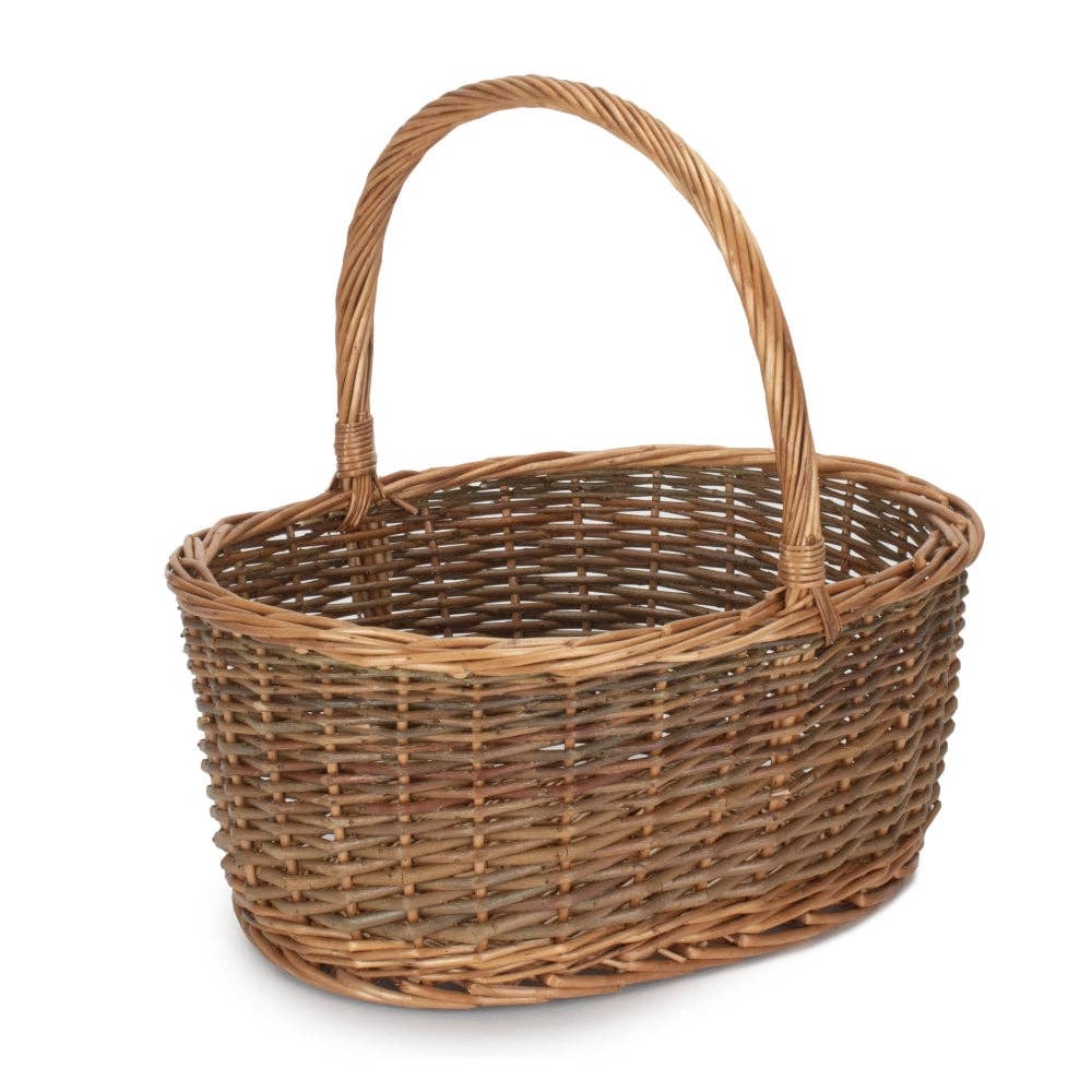 Red Hamper – wholesale Basket – Oval Unpeeled Willow Shopping Basket1