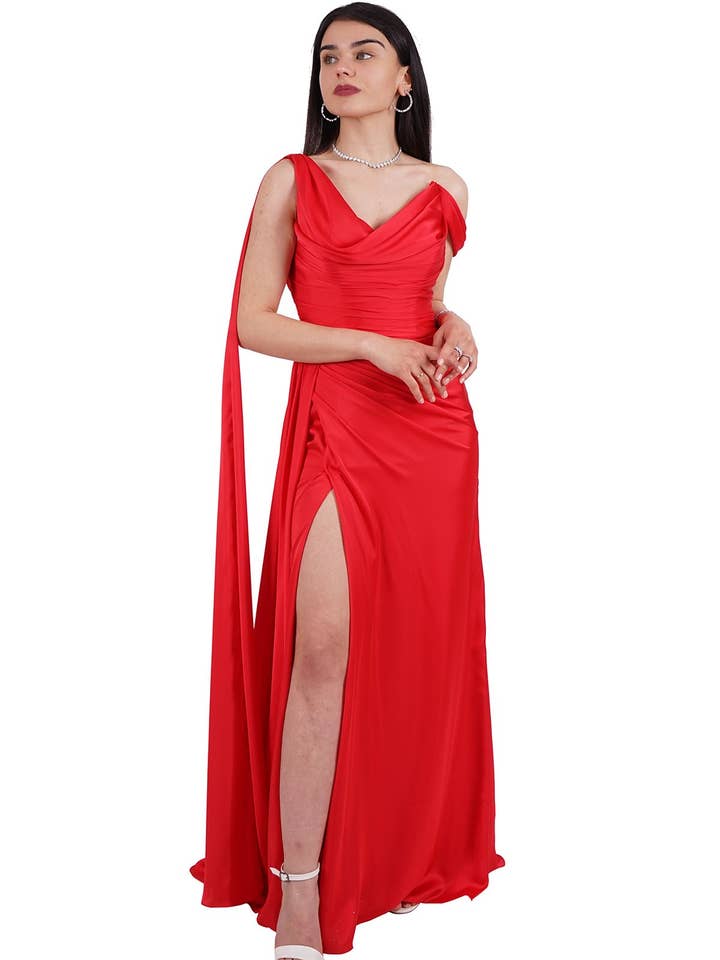 Plus Size Sleeveless Long Satin Evening Dress, for wholesale by fashionbyoz