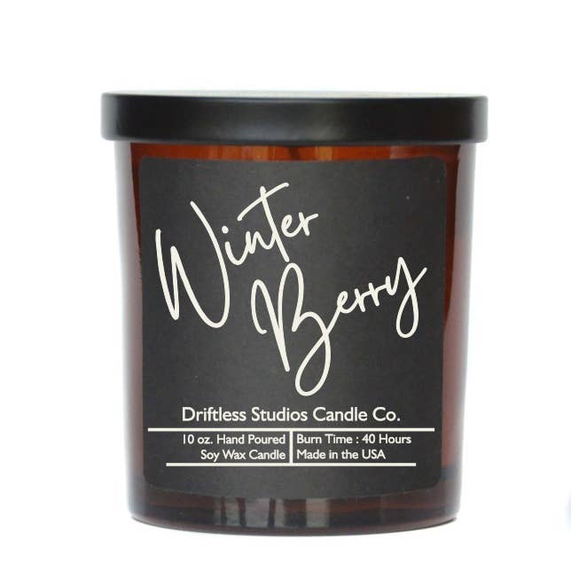 Driftless Studios - Wholesale Jar/Filled Candle - Winter Berry Soy wax Candles - 10oz Candle with Lid