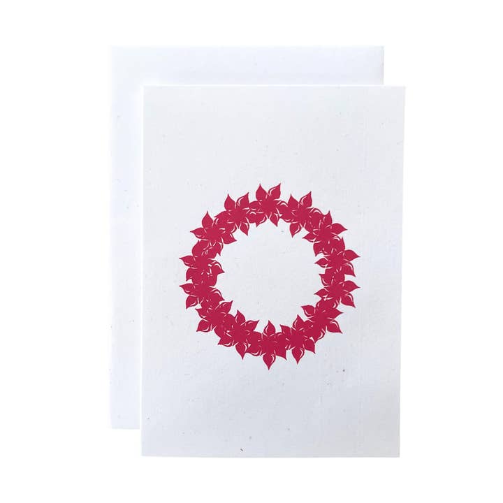 Kleines Notizkartenset mit Weihnachtssternkranz für den Großhandel von Crescent Street Design