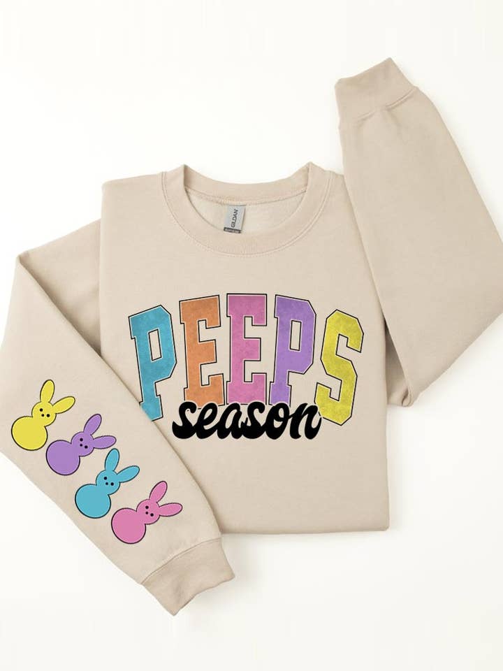 Easter Peeps Sleeve Graphic Fleece Sweatshirts for wholesale by Pink Irene Wholesale