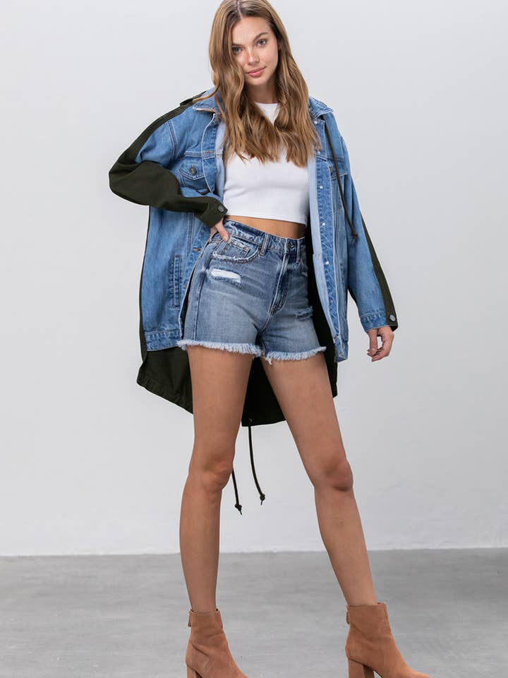 Tillbaka Dragsko Drop Axel Huva Denim Coat för wholesale av Insane Gene USA