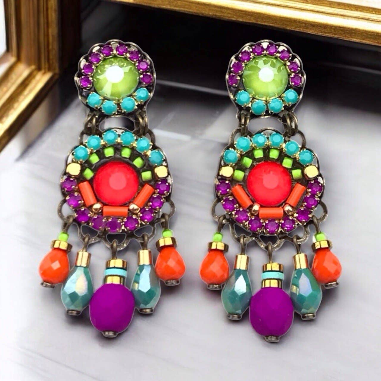 melizijewelry - Wholesale Dangle Earrings - Handmade crystal earrings Fluor World INCA4