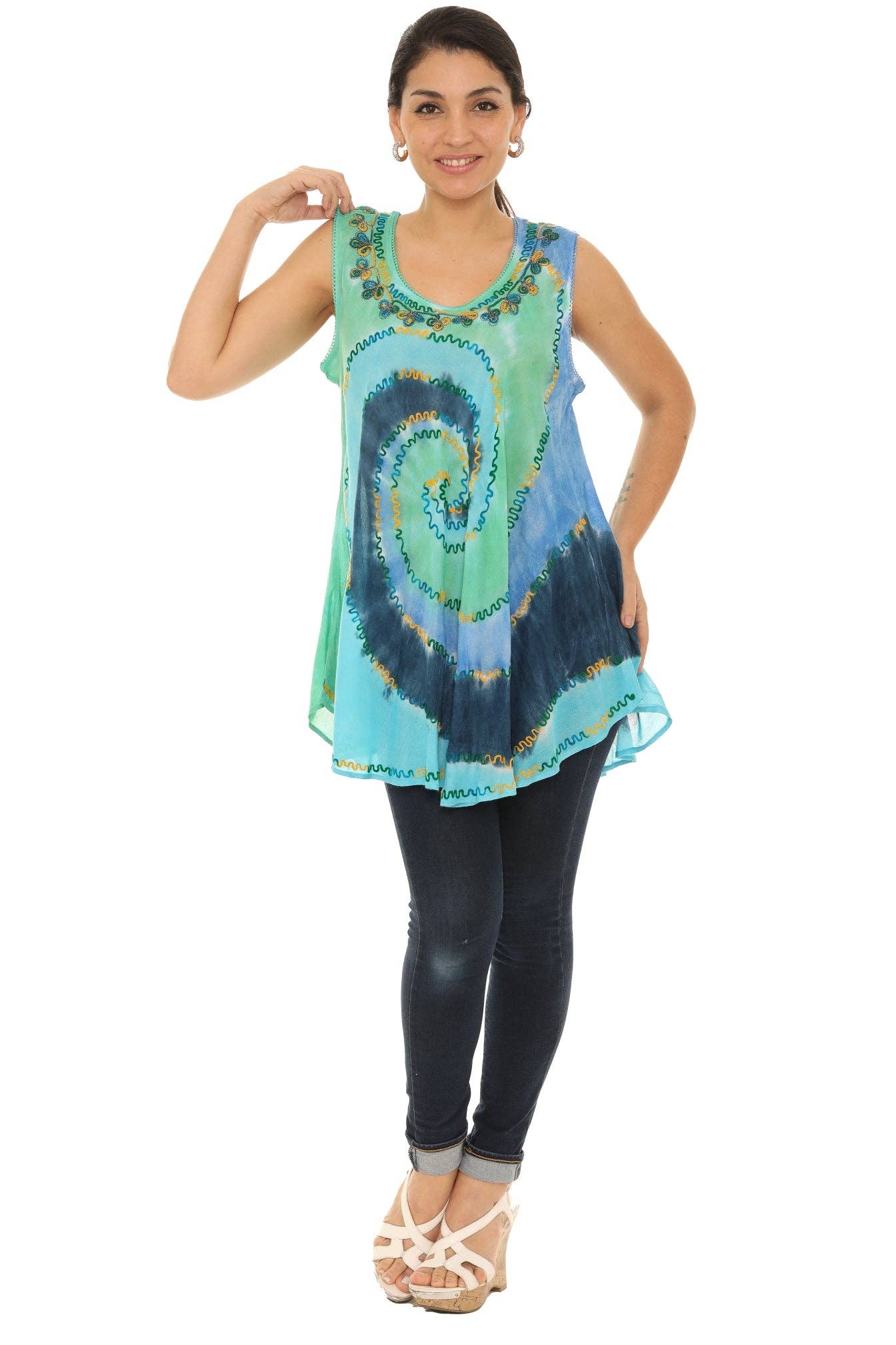 Shoreline Wear. INC - Wholesale Tunic - Women's - Tie-Dye Swirl Sleeveless Scoop Neck Top4