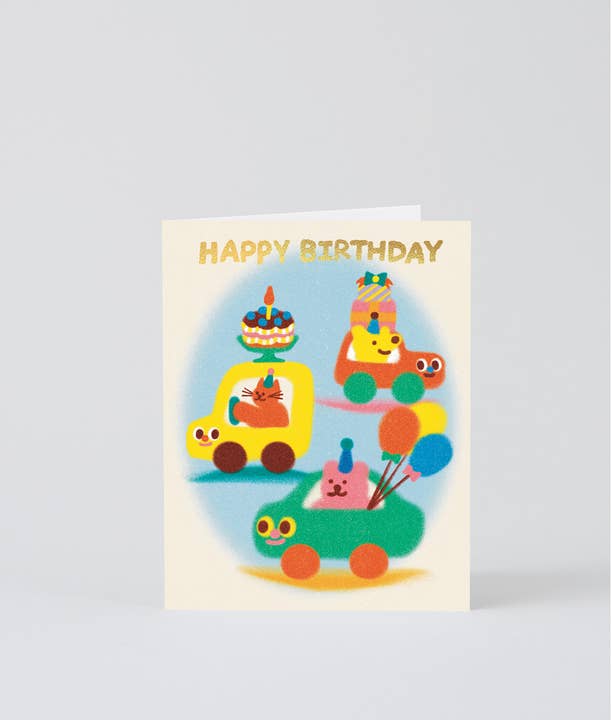 Wrap (US duties paid) – wholesale Birthday card – Happy Birthday Cars' Kids Birthday Greetings Card1