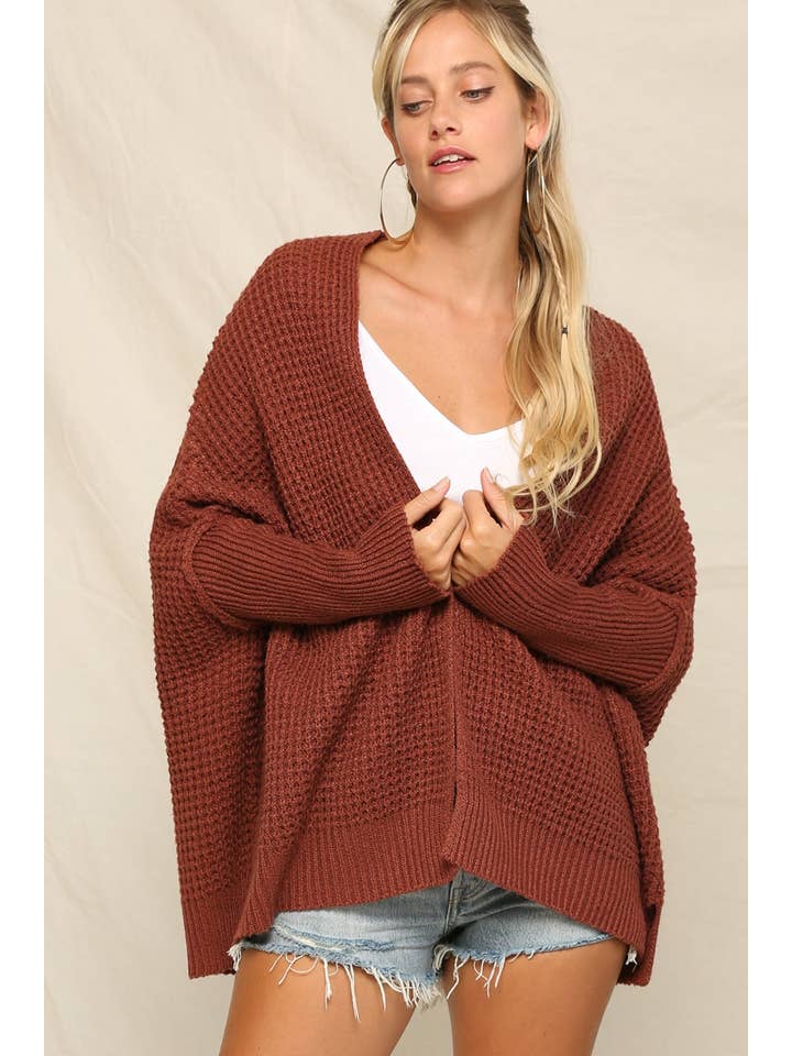 KyeMi - Wholesale Cardigan - Women's - Versatile Waffle-Stitch Open Front Cardigan9