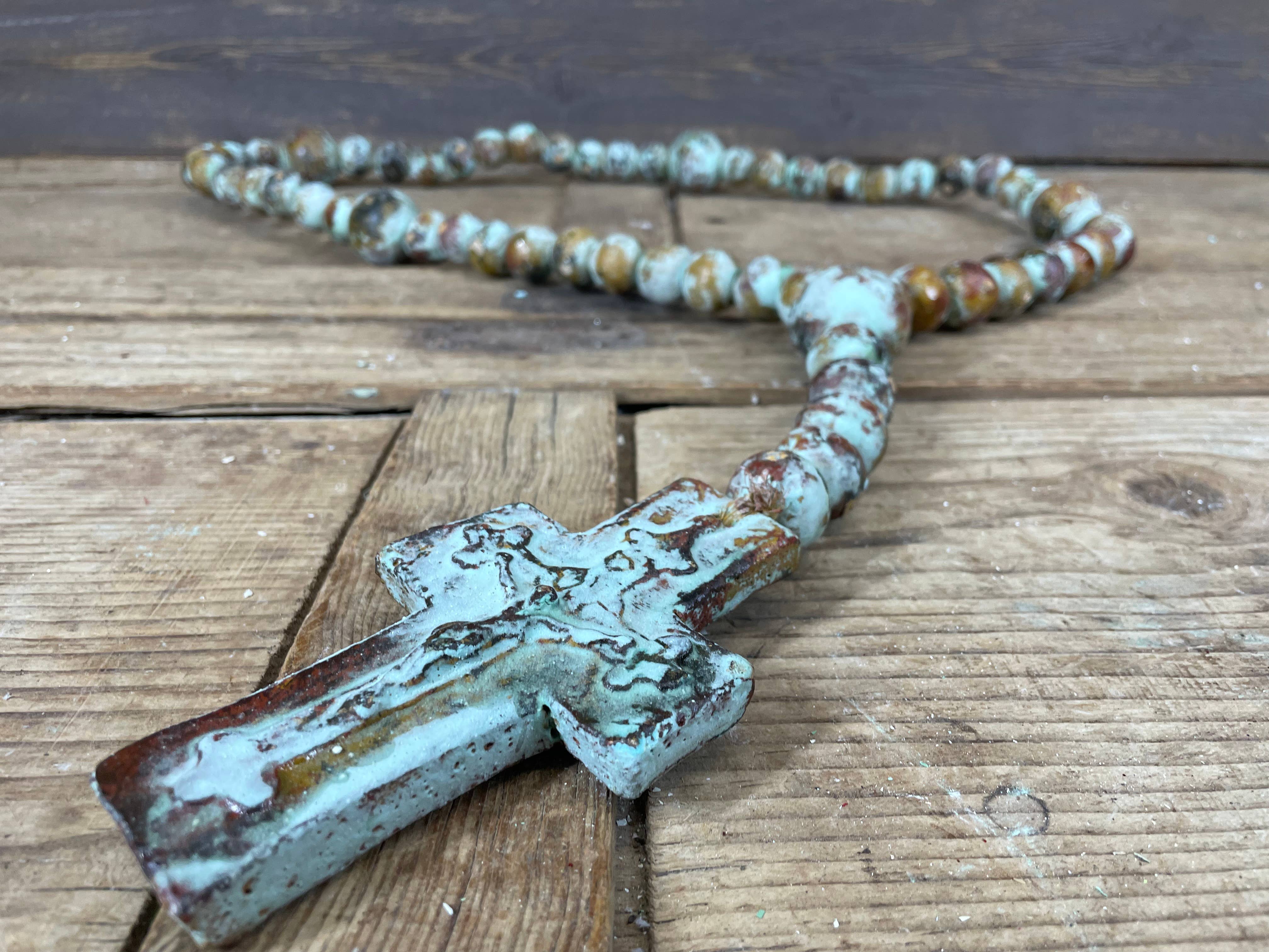 My Amigos Imports - Wholesale Prayer Beads Necklace - Trinity Large Clay Rosary-Beads-31-35 in-Large-Turquoise-$203