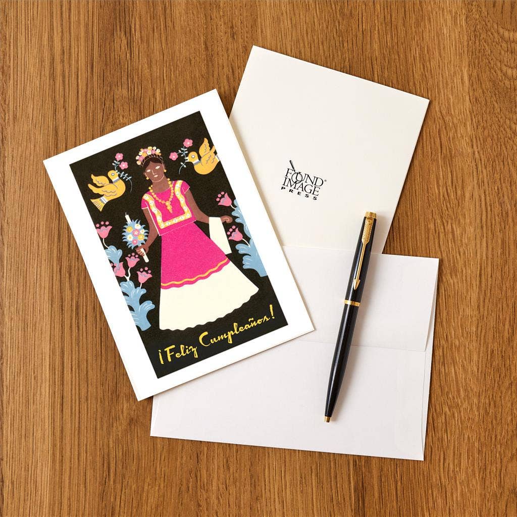 Found Image Press – wholesale Stationery/notecard set – Greeting Card HB-343 Feliz Cumpleanos, China Poblana1