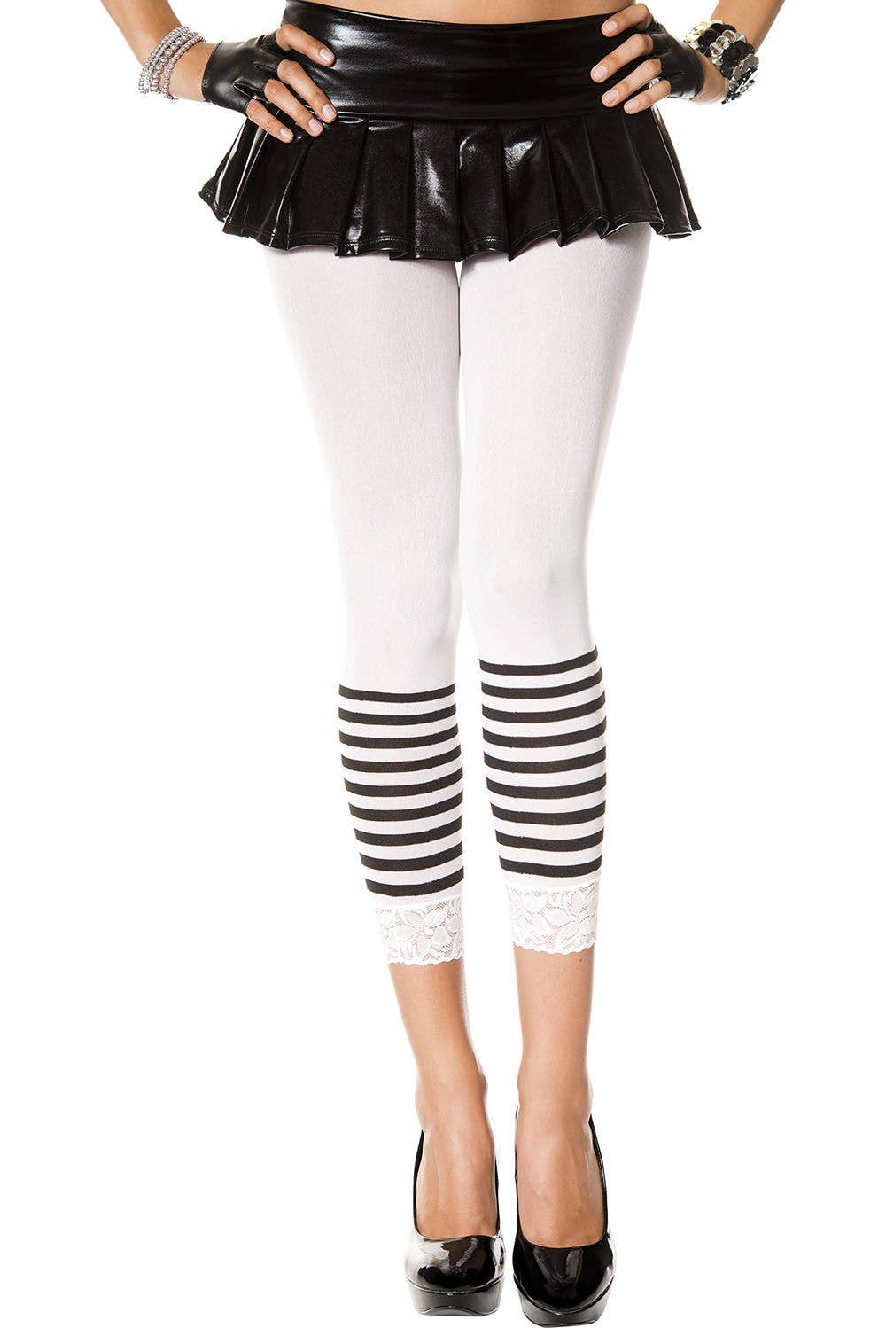 Black Music Legs Lace Trim Leggings With Stripes ML35744 for wholesale on Faire0