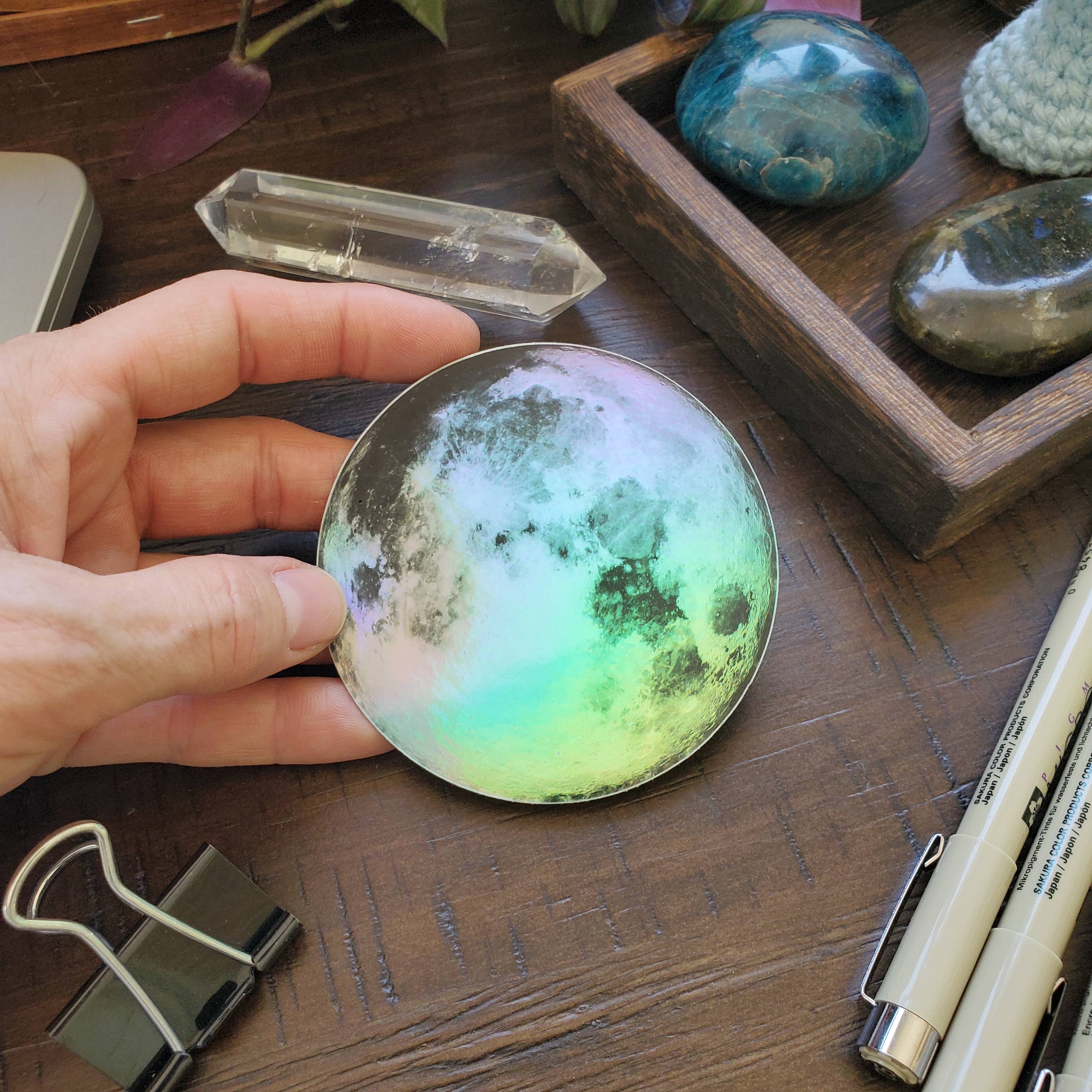 River Village – wholesale Sticker – The Moon Holographic Sticker, 3 inches round1