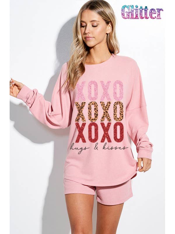 Xoxoxo glitter lounge short pants set for wholesale by MintChoco