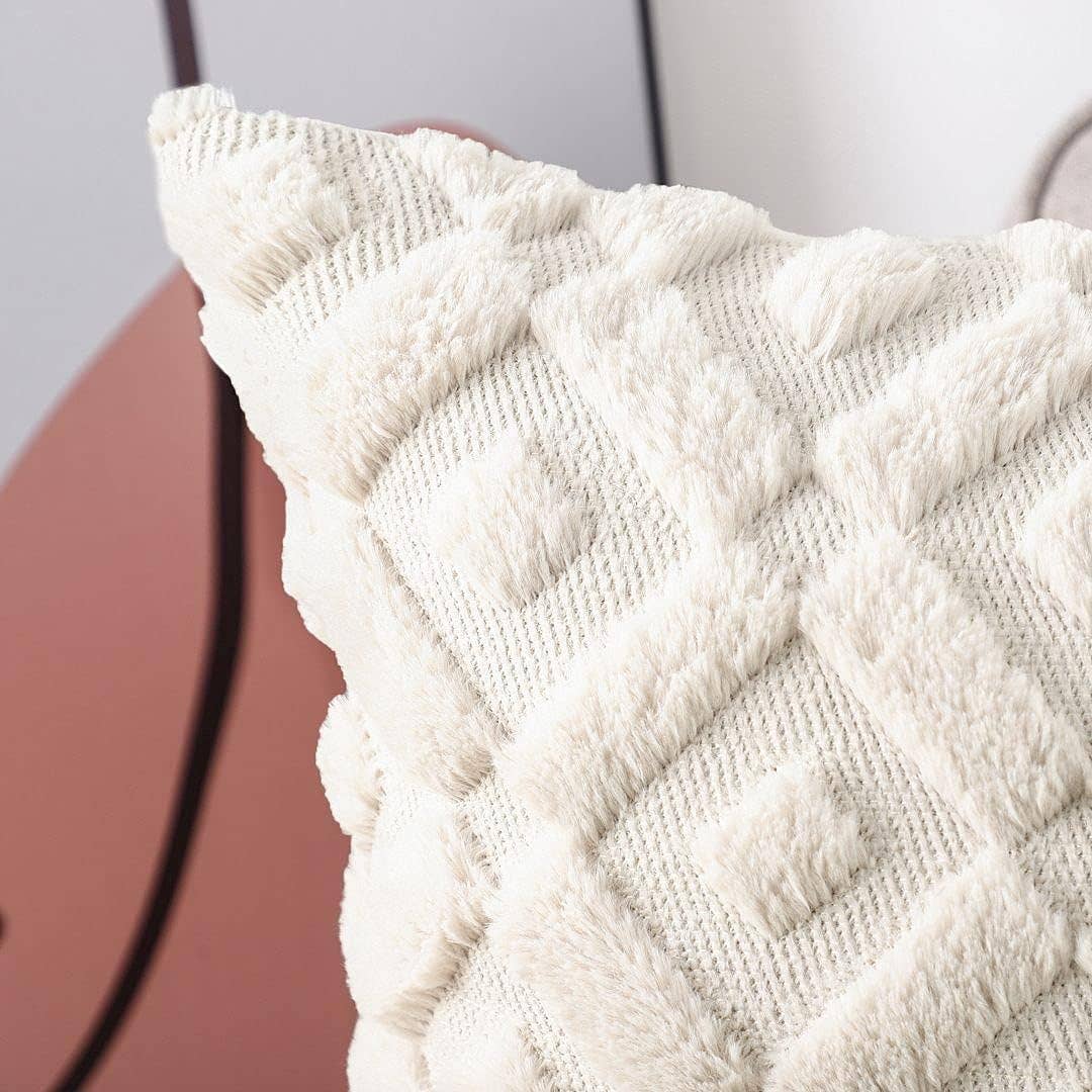 FLUFFERY - Vente Coussin décoratif - Coussin carré gaufré confortable 18"x18" Décoration intérieure3