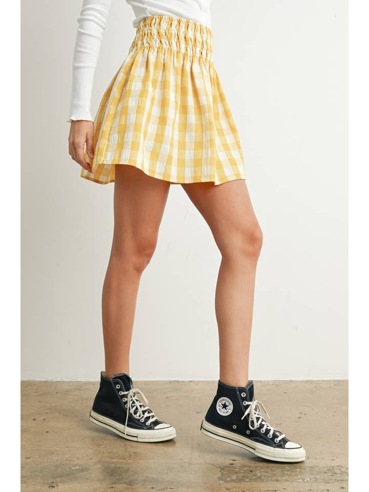 BUTTERMELON - Wholesale Skirt - Women's - Checked Patterned Plaid Skirt - BMS7604