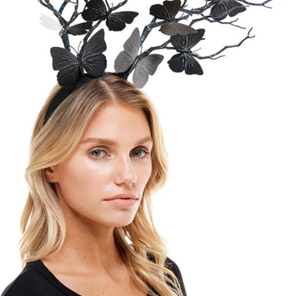 KBW Global Corp. - Wholesale Fashion Headband - Women's - Black Gothic Butterflies Headband0