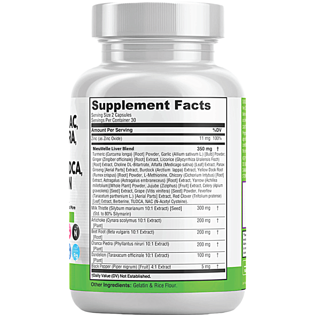 NeuVelle Nutrition - Wholesale Oral Supplement/Vitamin - NeuVelle Liver & Metabolic Detox Complex – All-in-1 Formula with Milk Thistle, NAC, Chanca Piedra, Beet Root, TUDCA, Artichoke, Berberine, Dandelion, Zinc, Turmeric & More – Advanced Liver, Digestion & Metabolism Support – 60 Vegan Capsules2