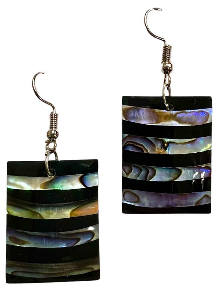 Abalone Shell Striped Earrings for wholesale by Bamboo Source Tropical Decor