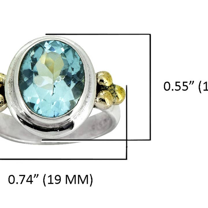 Tiramisu - Wholesale Single Stone/Solitaire Ring - Blue Topaz Solid 925 Sterling Silver Brass Solitaire Ring7