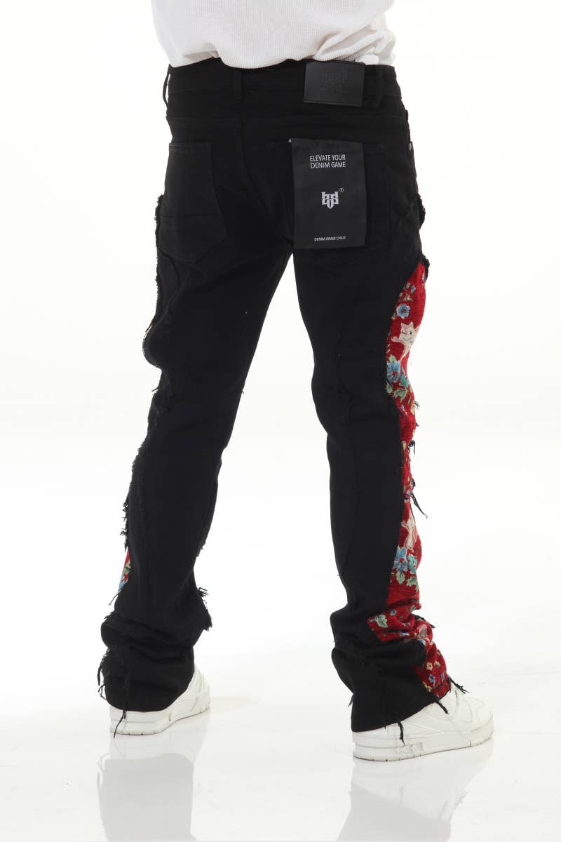 Stylo - Wholesale Jeans - Men's - Blk/Red Denim Tapestry Stack7