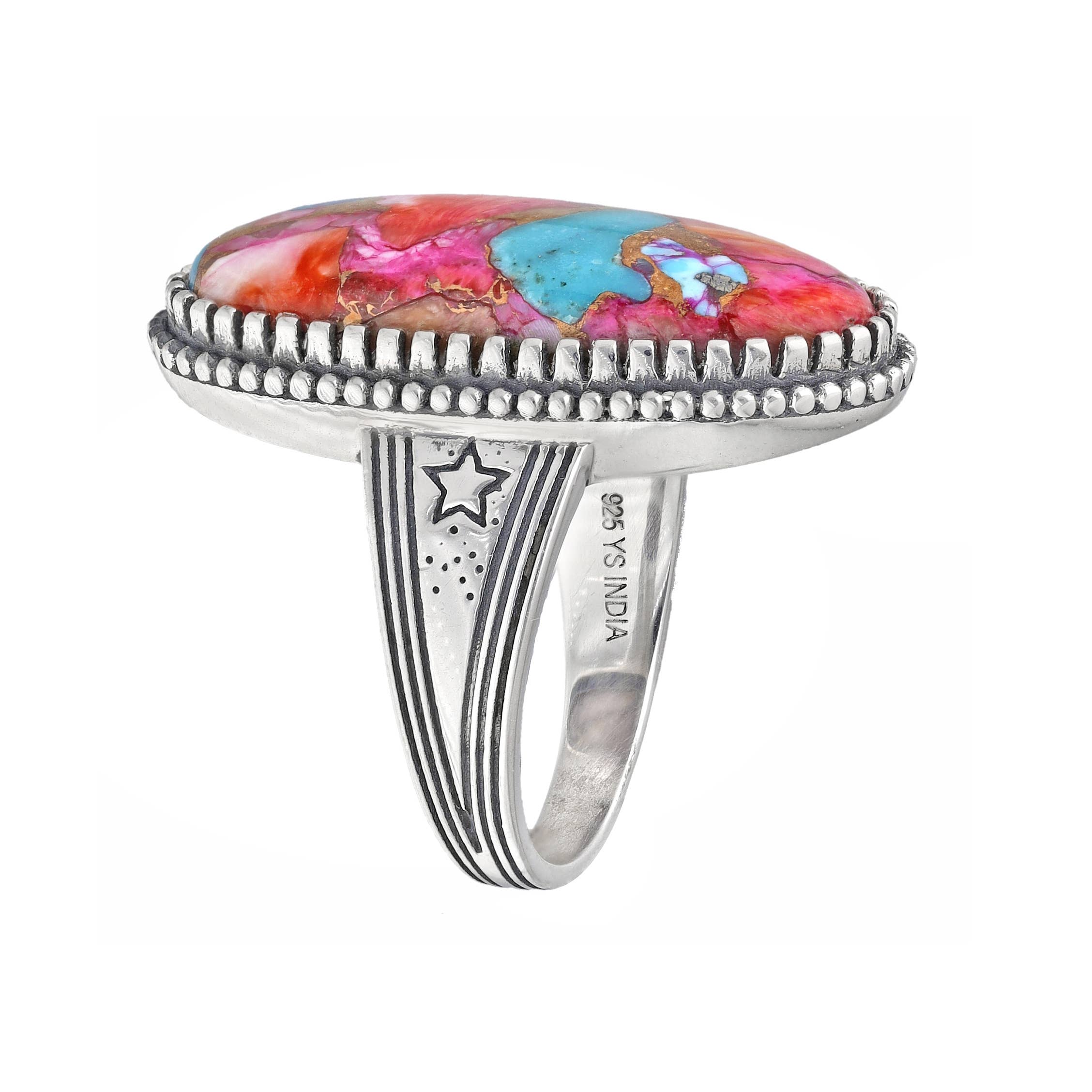 Tiramisu - Vente Bague de cocktail/de cérémonie - Bagues de déclaration en argent sterling 925 avec turquoise cuivrée d'huître1