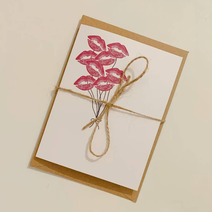 Lip Stick Stain Balloon Romantic Card for wholesale by Harmony Heaven Gifts